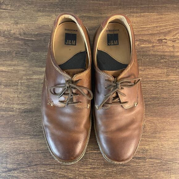 Johnston & Murphy J&M Sheepskin Leather Oxford Shoes Brown Lace Up Men’s 10.5M - Picture 4 of 10